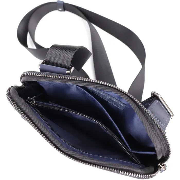 Сумка невеликого розміру для чоловіків на плече з натуральної шкіри Shvigel 23148 ​​Синій