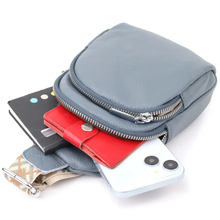 Універсальна жіноча сумка-слінг із натуральної шкіри Vintage 22937 Синій