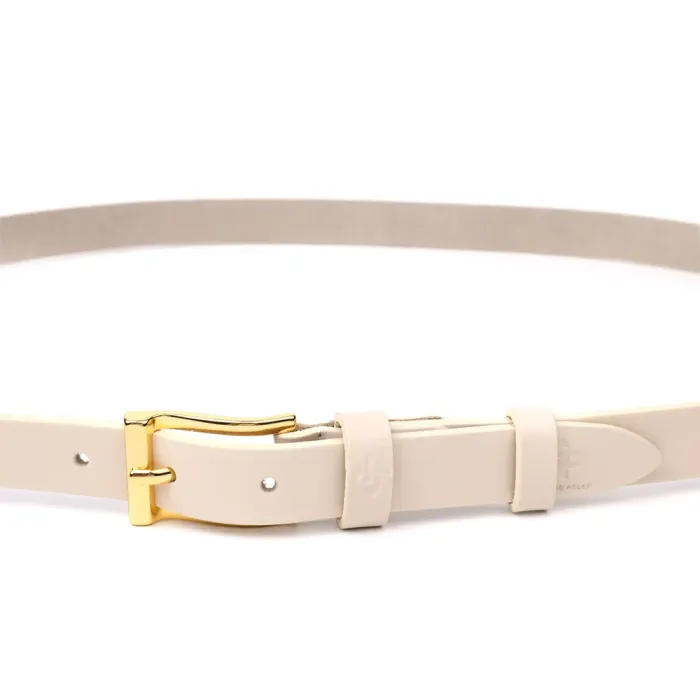 Красивий тонкий шкіряний ремінь для жінок GRANDE PELLE 22949 Молочний