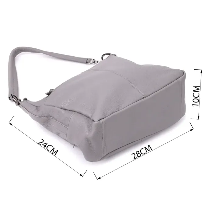 Зручна жіноча сумка з двома ремінцями із натуральної шкіри Vintage 23054 Сірий