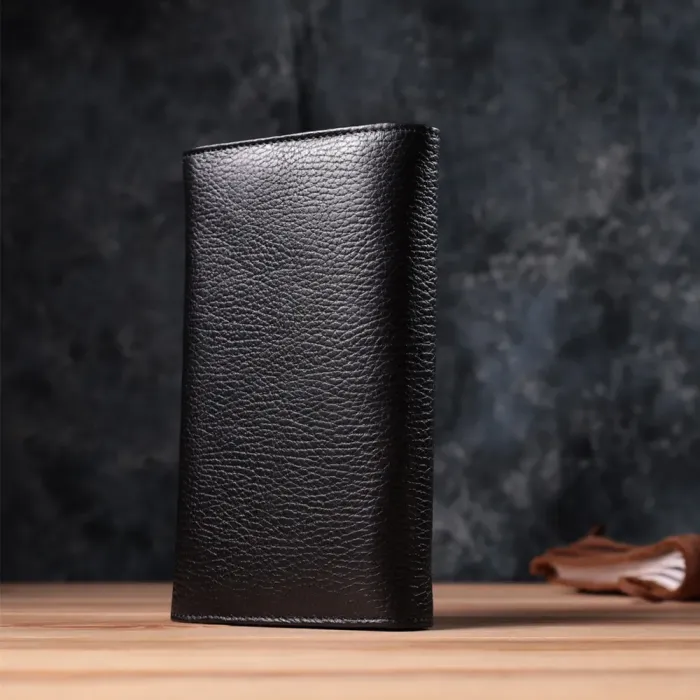 Місткий жіночий гаманець з натуральної шкіри KARYA 22859 Чорний