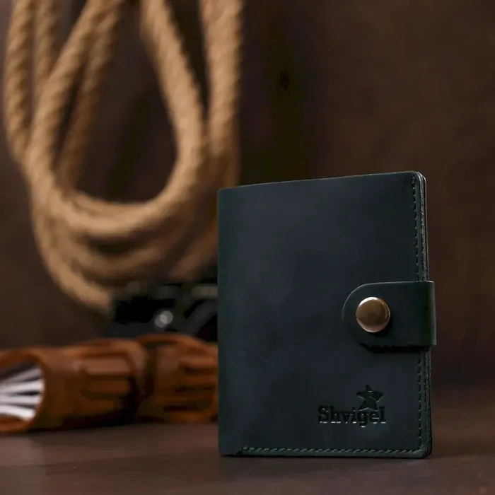 Матовое небольшое портмоне унисекс Shvigel 16477 Зеленый