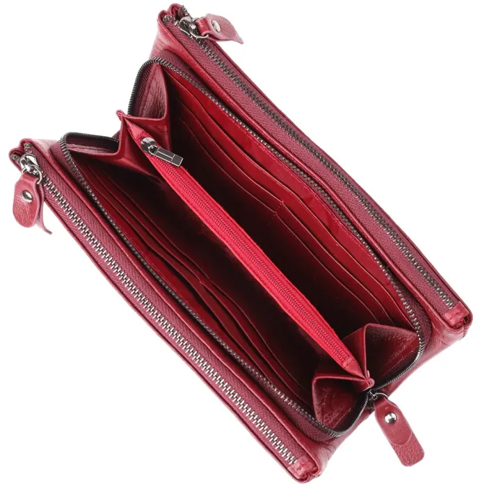 Шкіряний гаманець на три відділення ST Leather 23108 Бордовий