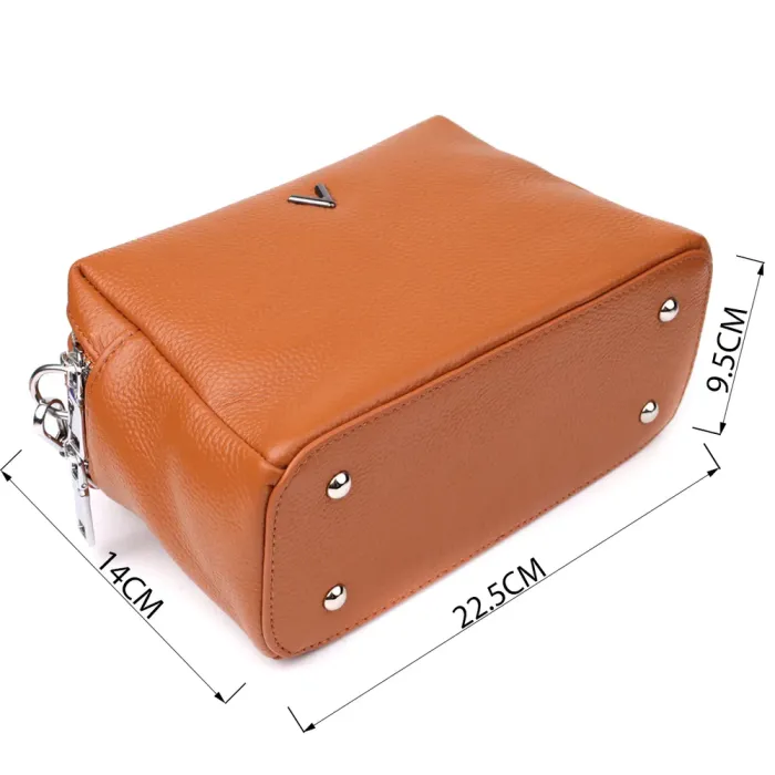 Стильна жіноча сумка з натуральної шкіри з подвійним внутрішнім простором Vintage 22921 Рудий