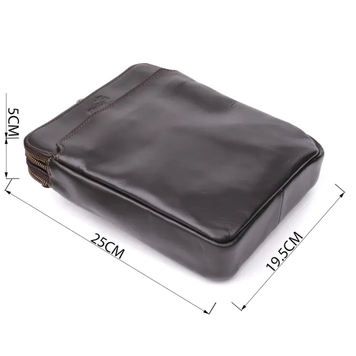 Вертикальна чоловіча сумка через плече із гладкої натуральної шкіри Shvigel 20868_1 Коричневий