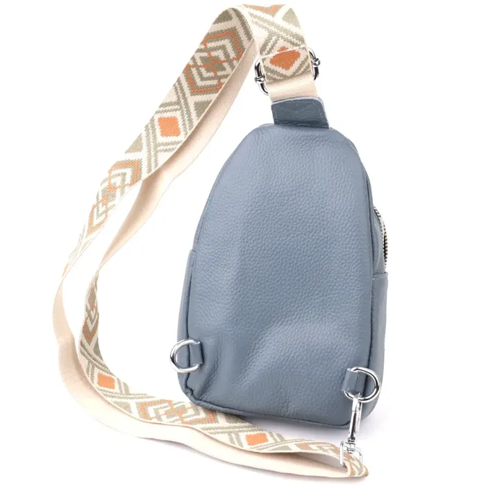 Універсальна жіноча сумка-слінг із натуральної шкіри Vintage 22937 Синій