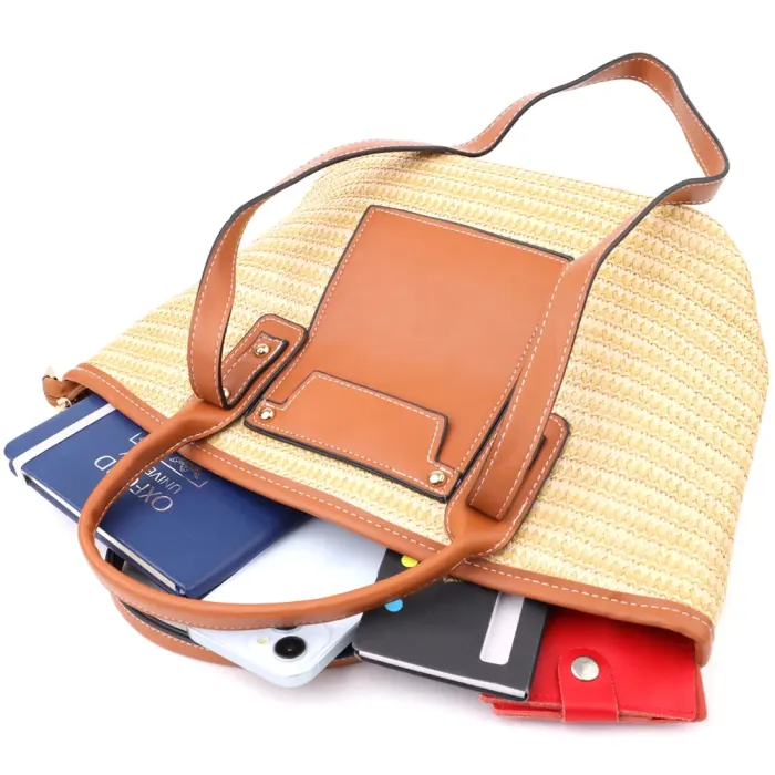 Містка жіноча сумка на літо з якісного текстилю Vintage 15137 Коричневий