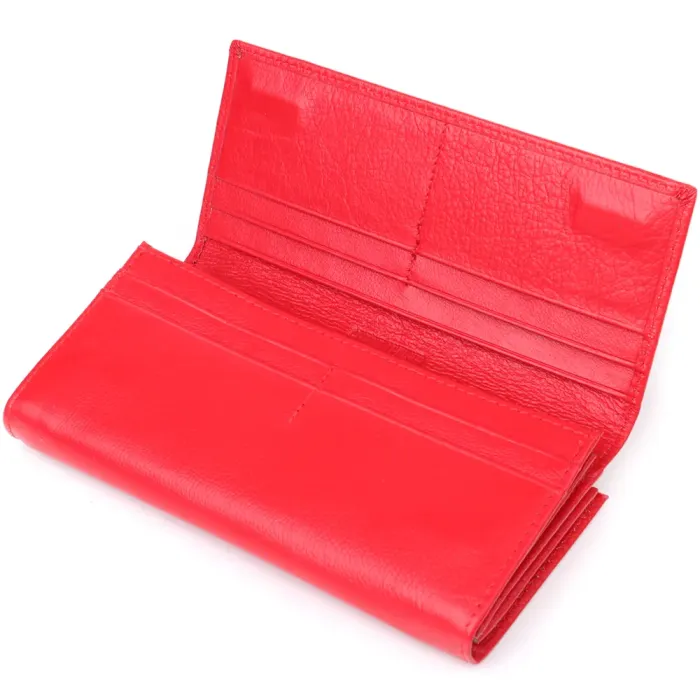 Яскравий жіночий гаманець на магнітах із натуральної шкіри ST Leather 23114 Червоний