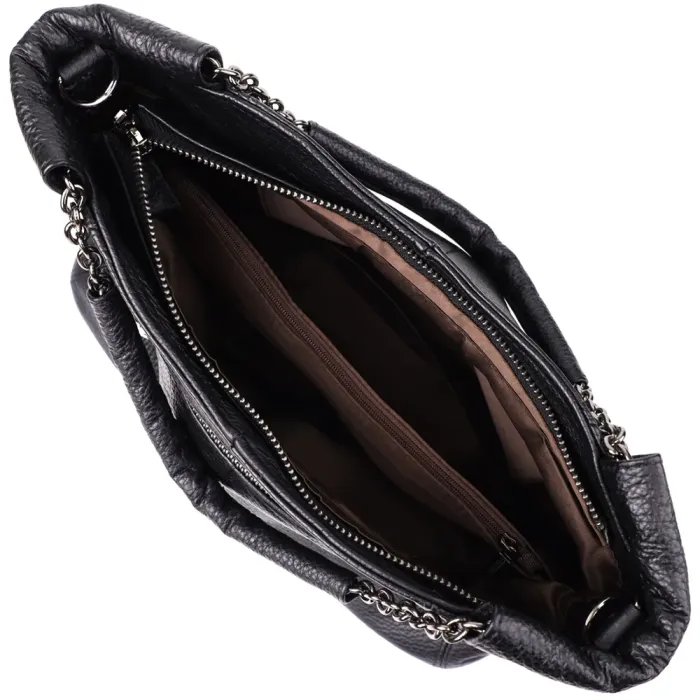 Зручна повсякденна сумка з натуральної шкіри для жінок Vintage 22992 Чорний