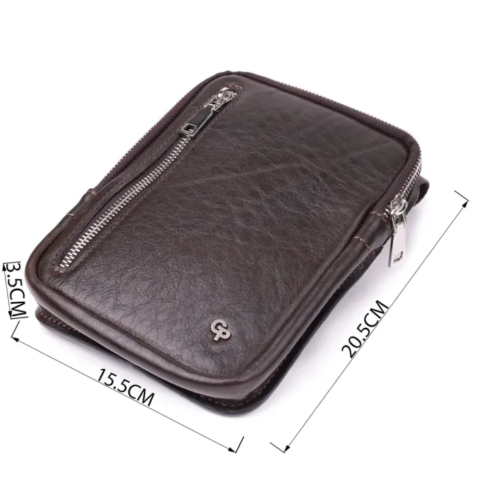 Чоловіча прямокутна сумка бананка з гладкої натуральної шкіри GRANDE PELLE 22880 Коричневий