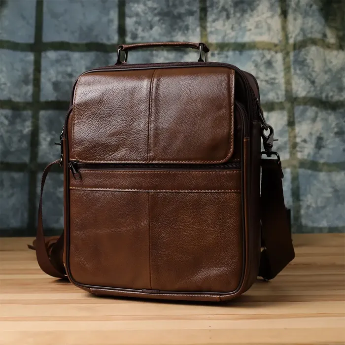 Сумка для чоловіків з ручкою для перенесення в руці з натуральної шкіри Vintage 23028 Коричневый