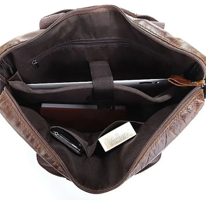 Шкіряна сумка для документа з відділенням для нетбука Vintage 14059 Коричнева