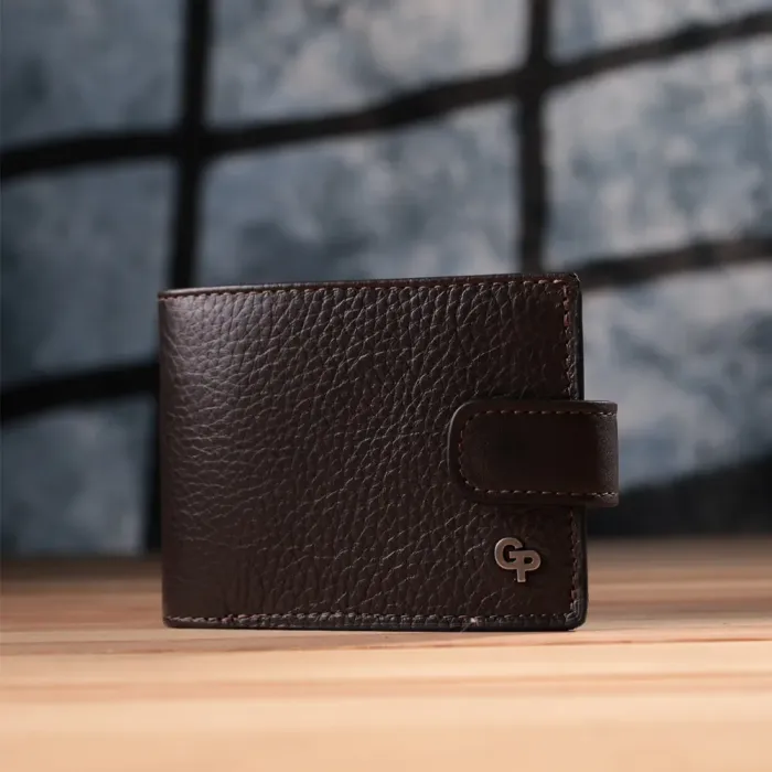 Практичне портмоне з люксової зернистої шкіри флотар GRANDE PELLE 22876 Коричневий