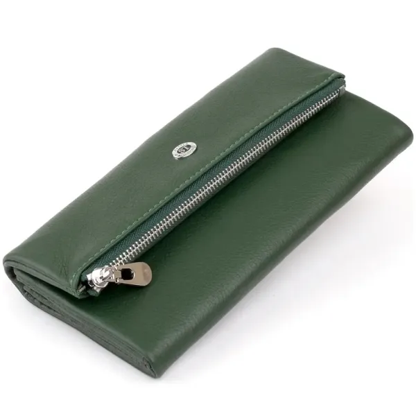 Клатч конверт з кишенею для мобільного шкіряний ST Leather 19270 Зелений