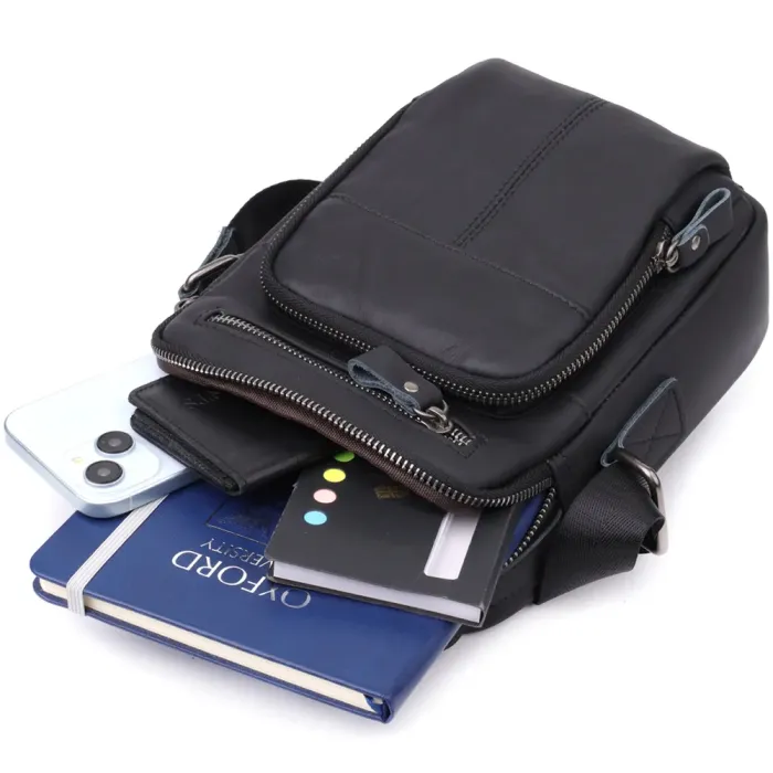 Ділова чоловіча сумка з натуральної шкіри Vintage 23036 Чорний