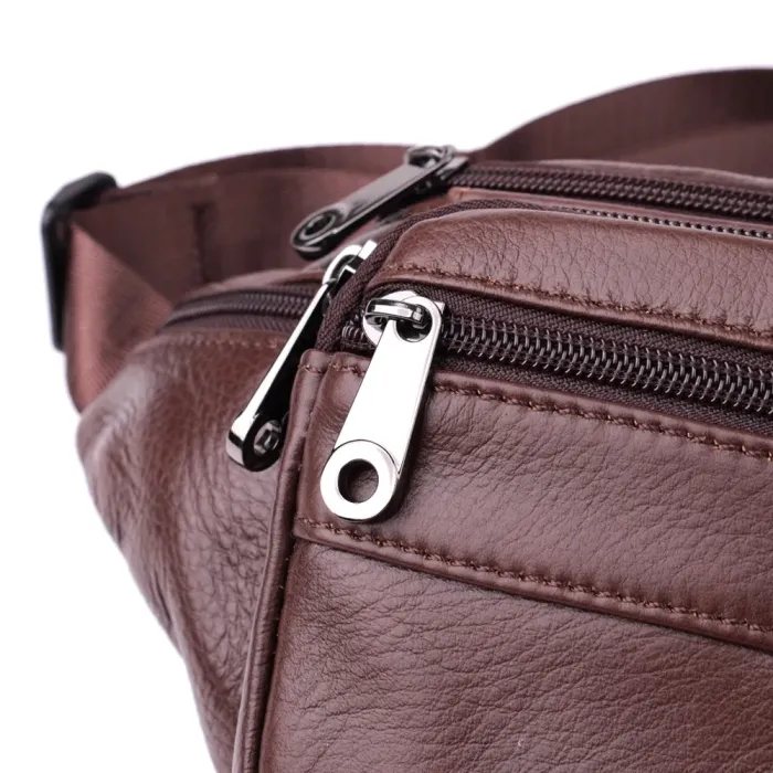 Практична бананка для чоловіків із натуральної шкіри Vintage 15107 Темно-коричневий