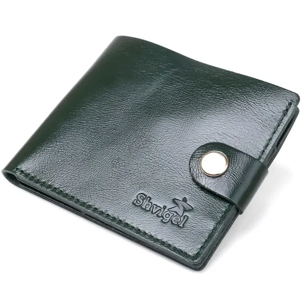 Невеликий модний шкіряний портмоне Shvigel 16441 Зелений