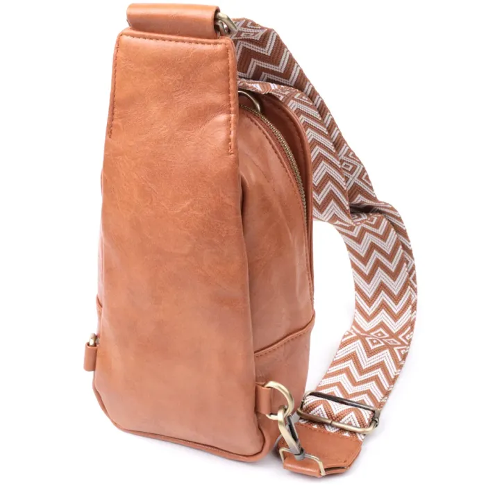 Цікава сумка через плече в модному кольорі з екошкіри Vintage 22793 Рудий