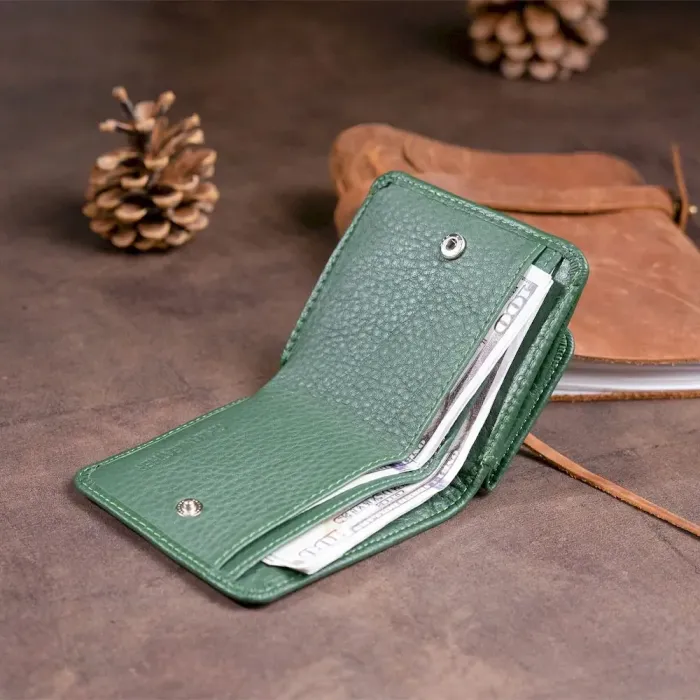 Маленький гаманець на кнопці жіночий ST Leather 19233 Зелений