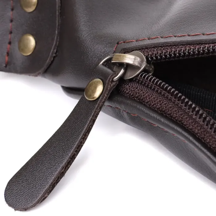 Бананка для чоловіків з гладкої натуральної шкіри Shvigel 23135 Коричневий