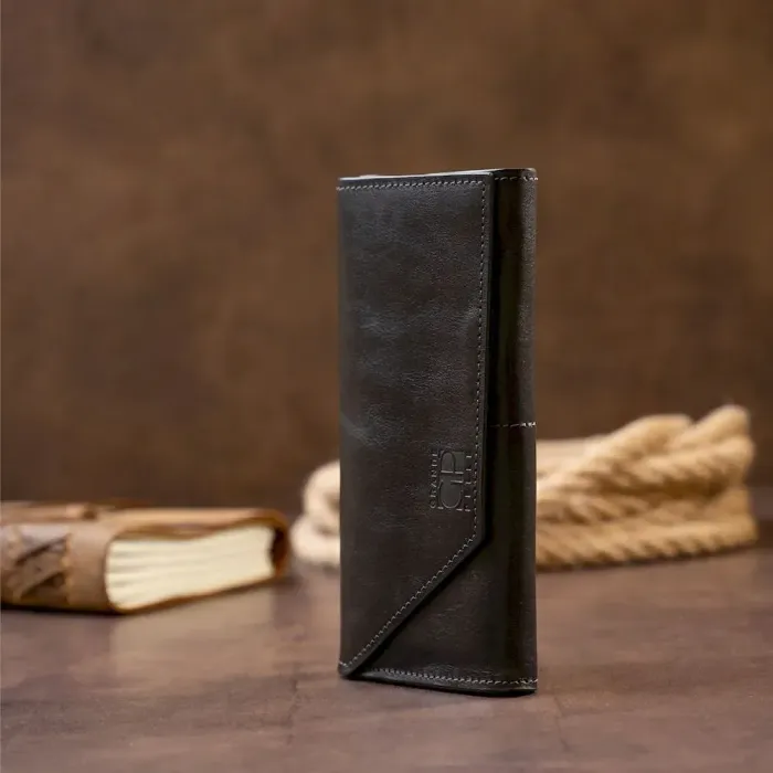 Горизонтальный клатч глянцевый на магните GRANDE PELLE 11316 Черный