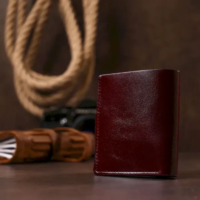 Класичне шкіряне портмоне Shvigel 16505 Бордовий