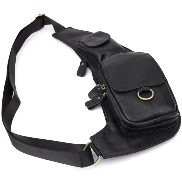 Сумка цікавої форми через плече з натуральної шкіри Vintage 22958 Чорний