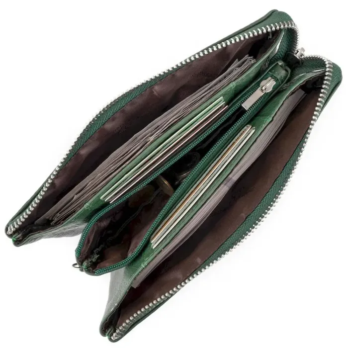 Вместительный клатч из двух частей женский ST Leather 19253 Зеленый