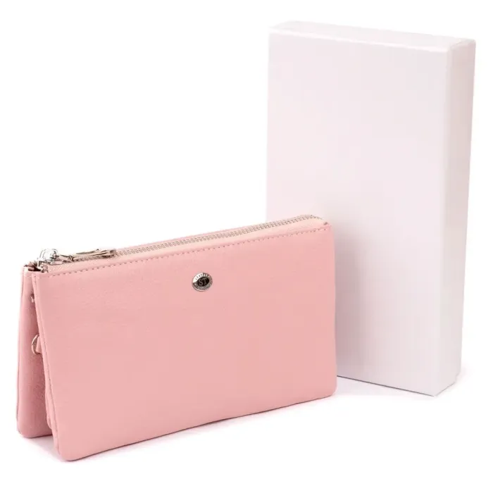 Місткий клатч на два відділення жіночий ST Leather 19250 Рожевий