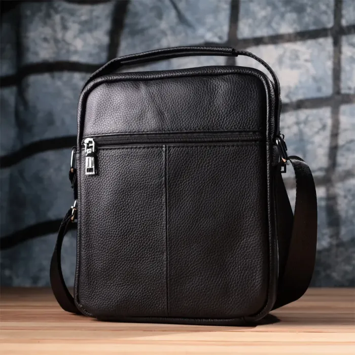 Чоловіча вертикальна сумка з натуральної шкіри Vintage 15112 Чорний