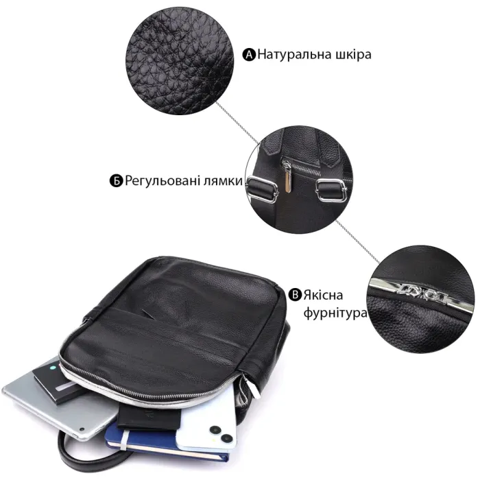 Надійний жіночий рюкзак з натуральної шкіри Vintage 23060 Чорний