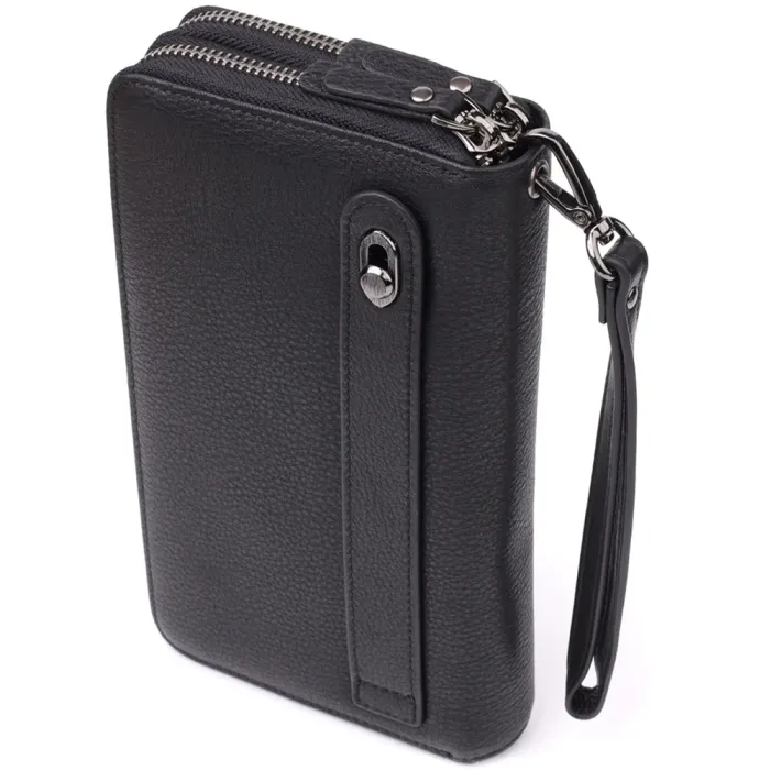 Цікавий чоловічий клатч із натуральної шкіри Vintage 23063 Чорний