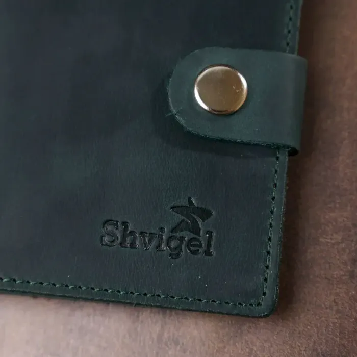 Компактное винтажное портмоне Shvigel 16456 Зеленый
