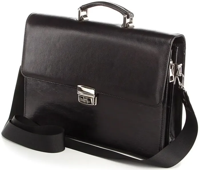 Портфель SHVIGEL 00365 із натуральної шкіри Чорний