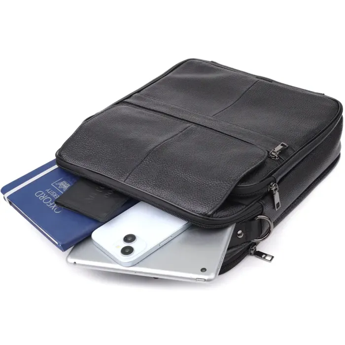 Чоловіча сумка з ручкою для перенесення в руці з натуральної шкіри Vintage 23026 Чорний