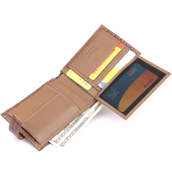 Місткий чоловічий гаманець з натуральної шкіри KARYA 22854 Коричневий