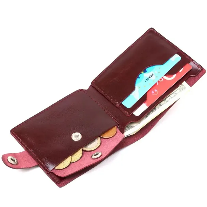 Кожаное стильное портмоне Shvigel 16442 Бордовый