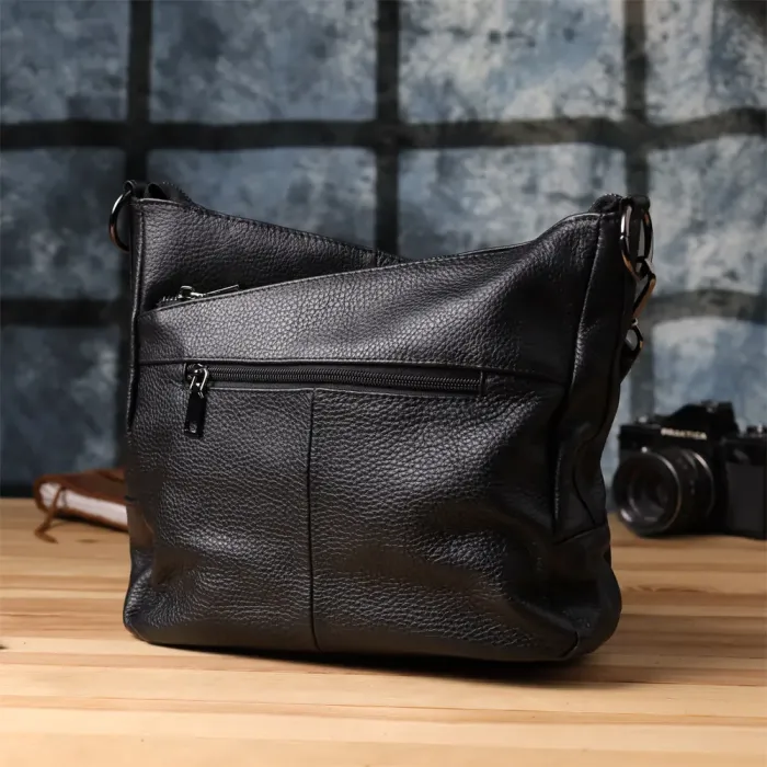 Практична жіноча сумка з двома ремінцями з натуральної шкіри Vintage 23053 Чорний