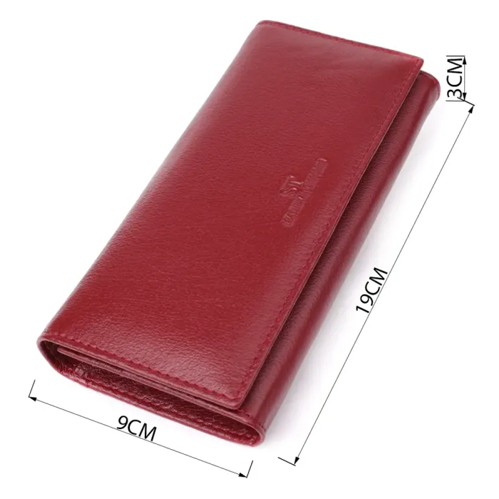 Елегантний гаманець у два складення з натуральної шкіри ST Leather 23065 Бордовий