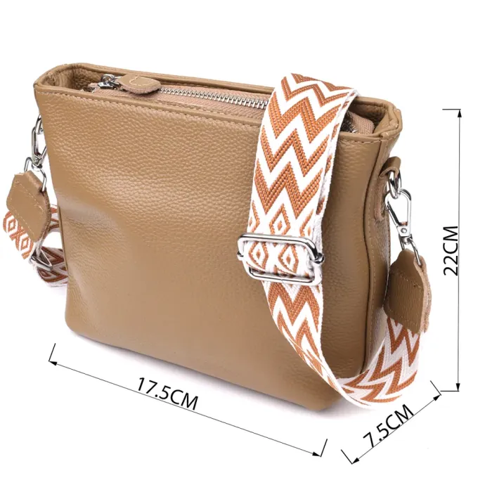 Жіноча шкіряна сумка на плече для повсякденного носіння Vintage 22912 Бежевий