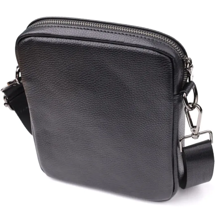 Компактна чоловіча сумка на плече з натуральної шкіри Vintage 23021 Чорний