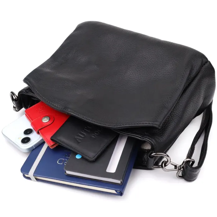 Сумка на плече з натуральної шкіри Vintage 23007 Чорний