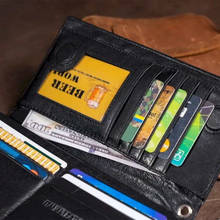 Вертикальний гаманець шкіряний ST Leather 19274 Чорний