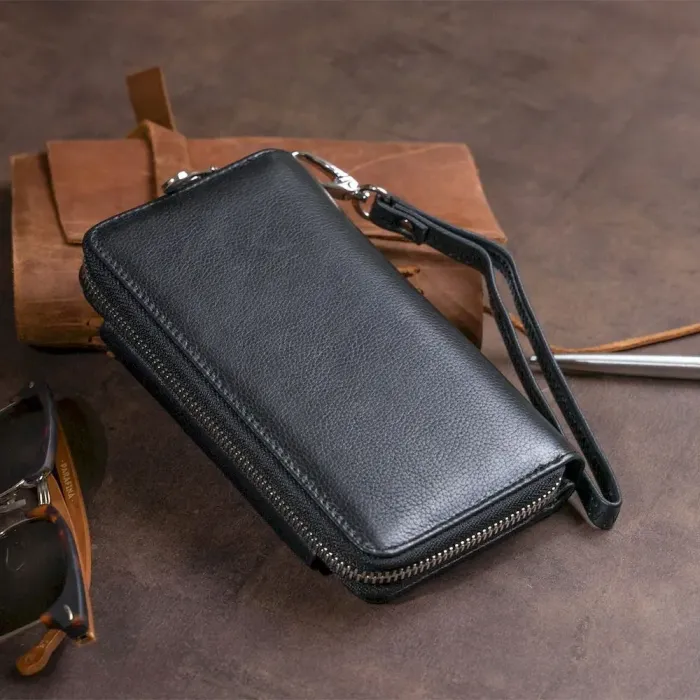 Гаманець зі шкіри на клямці ST Leather 19339 Чорний