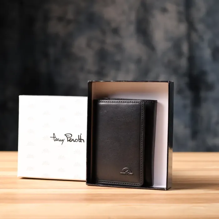 Невеликий гаманець для чоловіків з натуральної глянсової шкіри Tony Perotti 20901_1 (3810 nero) Чорний