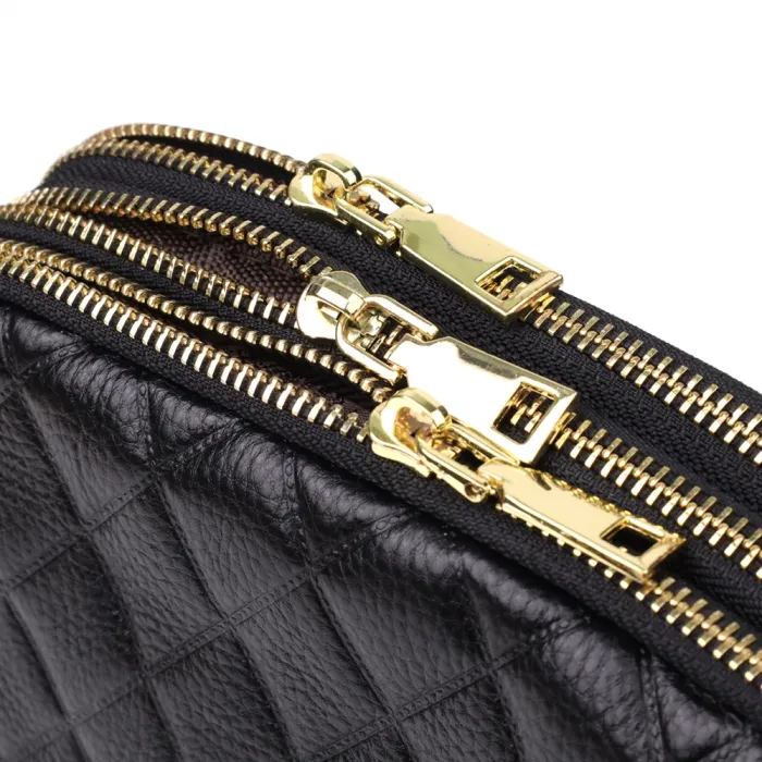 Сумка з натуральної шкіри з трьома відділеннями для жінок Vintage 22890 Чорний