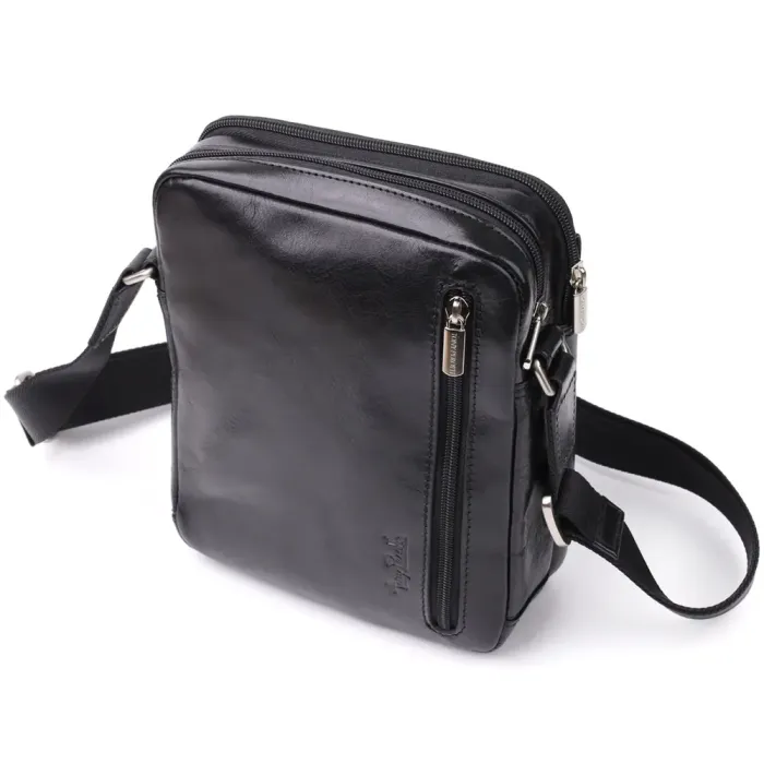 Відмінна чоловіча сумка з кишенями з гладкої натуральної шкіри Tony Perotti 20857_1 (9148-17 nero) Чорний