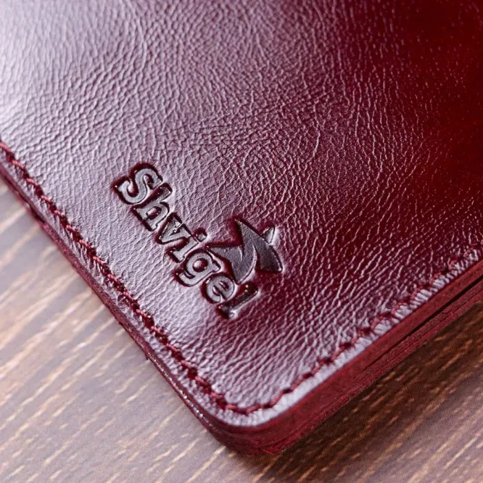 Жіноче глянсове шкіряне портмоне Shvigel 16609 Вишневий