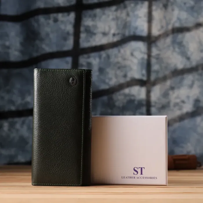 Стильний гаманець для жінок з монетницею із натуральної шкіри ST Leather 23106 Зелений