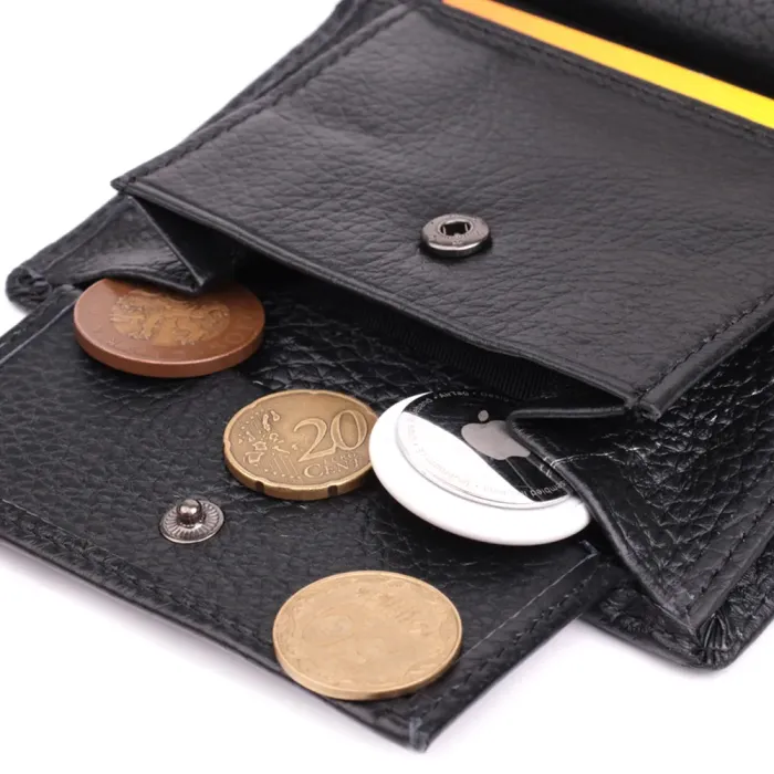 Зручний чоловічий шкіряний гаманець у два складання Vintage 15093 Чорний